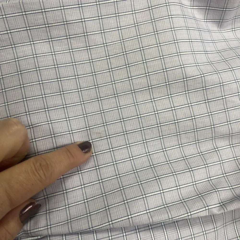 J. Crew Thompson Shirtings Wrinkle Free Purple White Plaid Check Size M 15 15.5